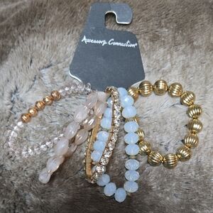 Gold and White Bracelet Set